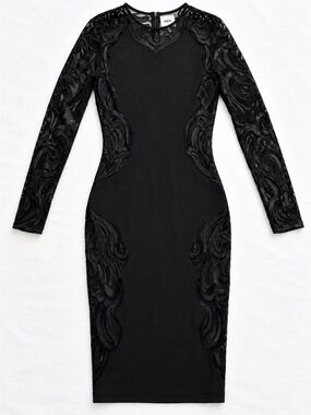 ASOS Black Long-Sleeve Sculpted Midi Dress